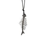 Oxidized silver Herringbone necklace featuring bold fish bone design and summer-ready unisex versatility.