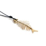 Gold-plated Herringbone fish bone necklace with a silver bead cord, a sophisticated summer accessory for all.