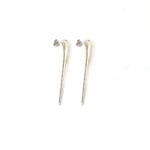 Elegant handcrafted silver bar earrings with a polished finish, reflecting light beautifully to create a refined look.